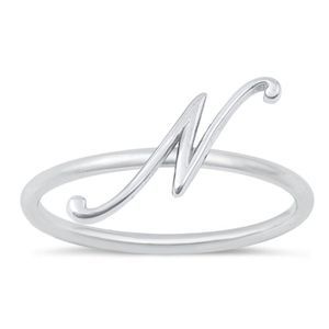 Script letter ring letter N ring available sz 5-10 sterling silver 925